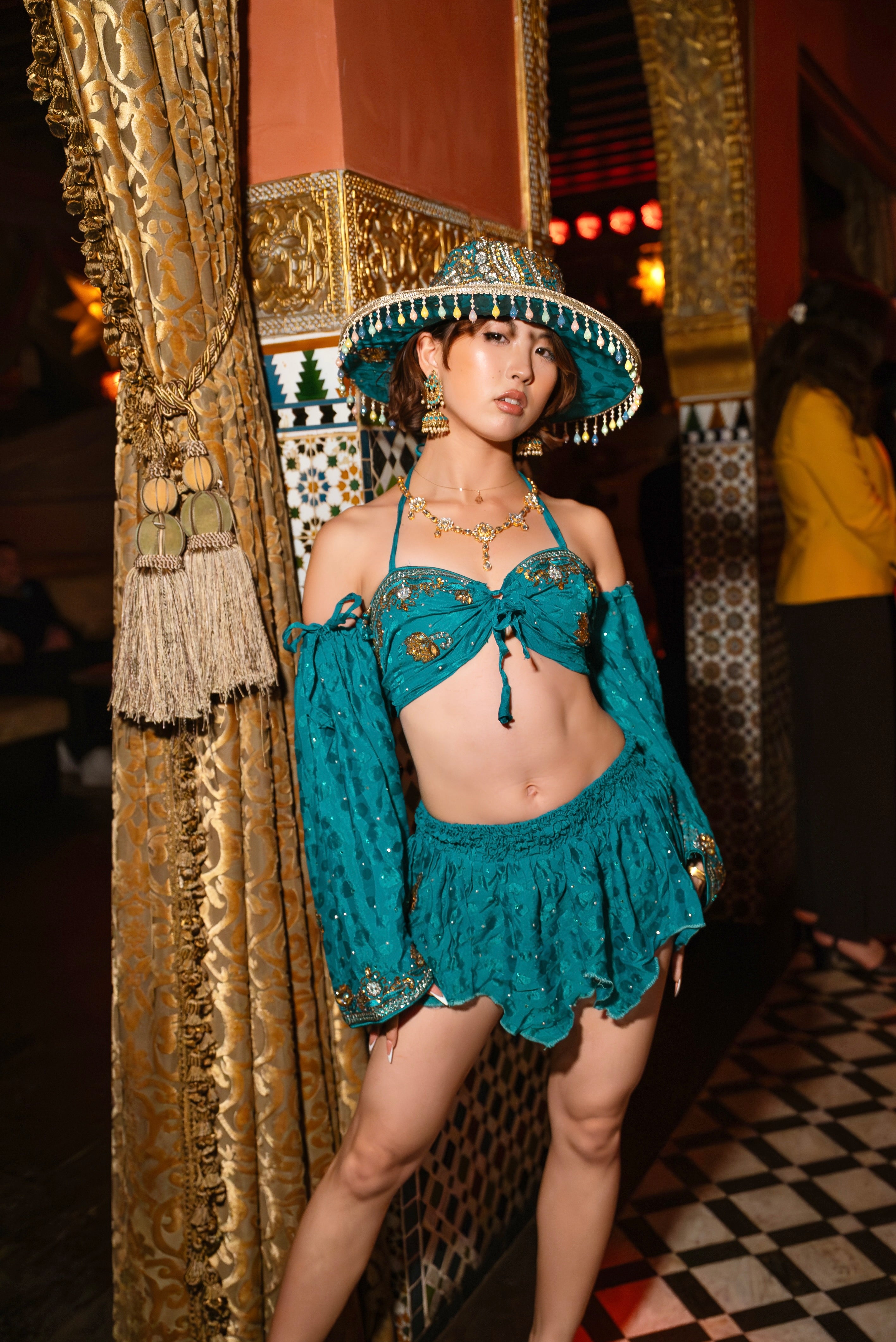 Turquoise Alchemy Lotus Mini Skirt Set