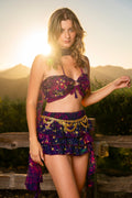 Purple cosmos ruffle mini skirt set