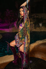 Load image into Gallery viewer, Purple garden Hoodie Kimono
