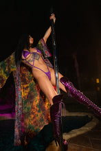 Load image into Gallery viewer, Purple garden Hoodie Kimono
