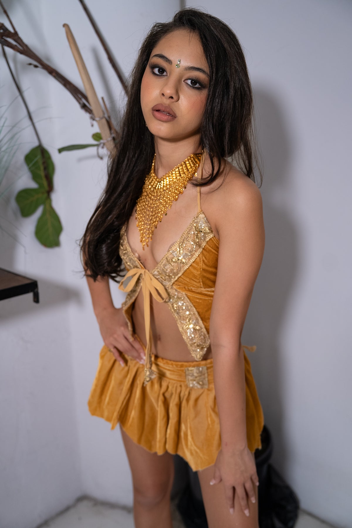 Golden Dynasty Lotus Skirt Set (petite XS)