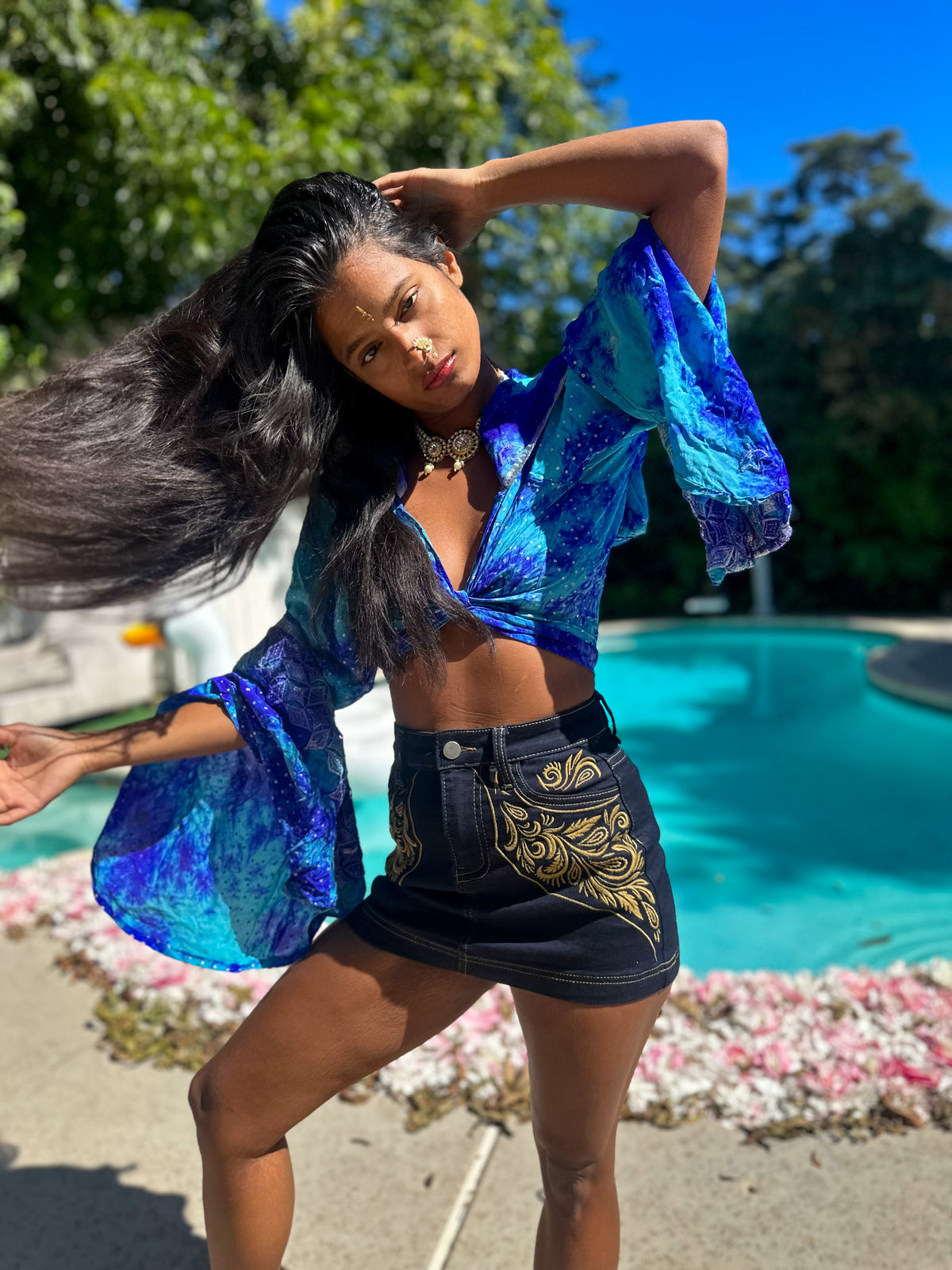 Tie-dye ocean wrap top hoodie