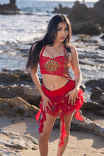 Load image into Gallery viewer, Fire Lotus Ruffle Mini Skirt Set

