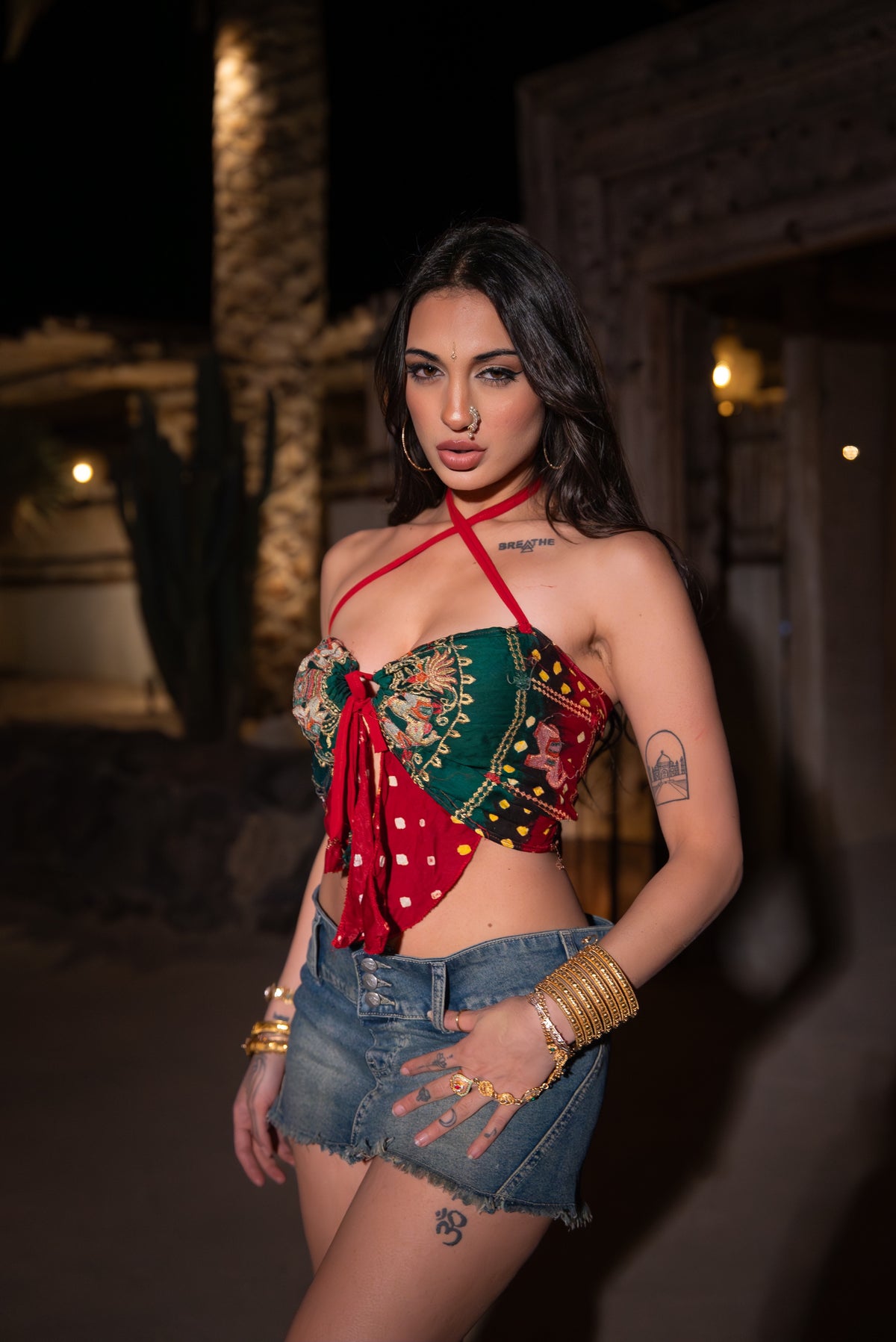Bandhani dragon pixie top