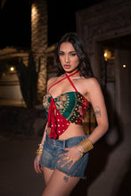Load image into Gallery viewer, Bandhani dragon pixie top
