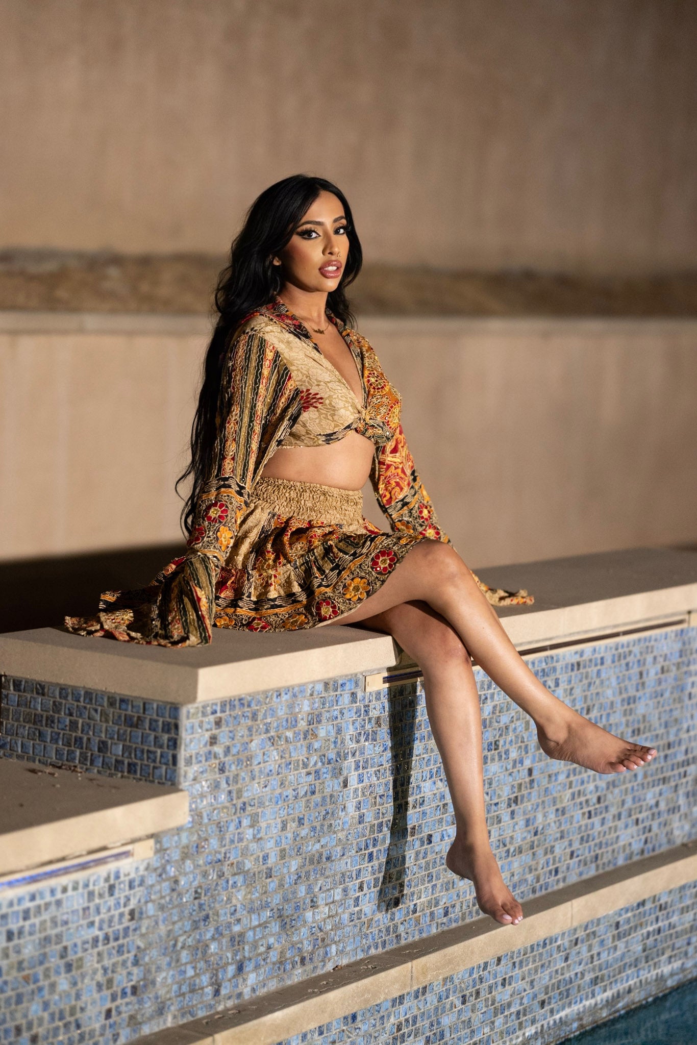 Golden Fire Micro Mini Gehr Skirt Set