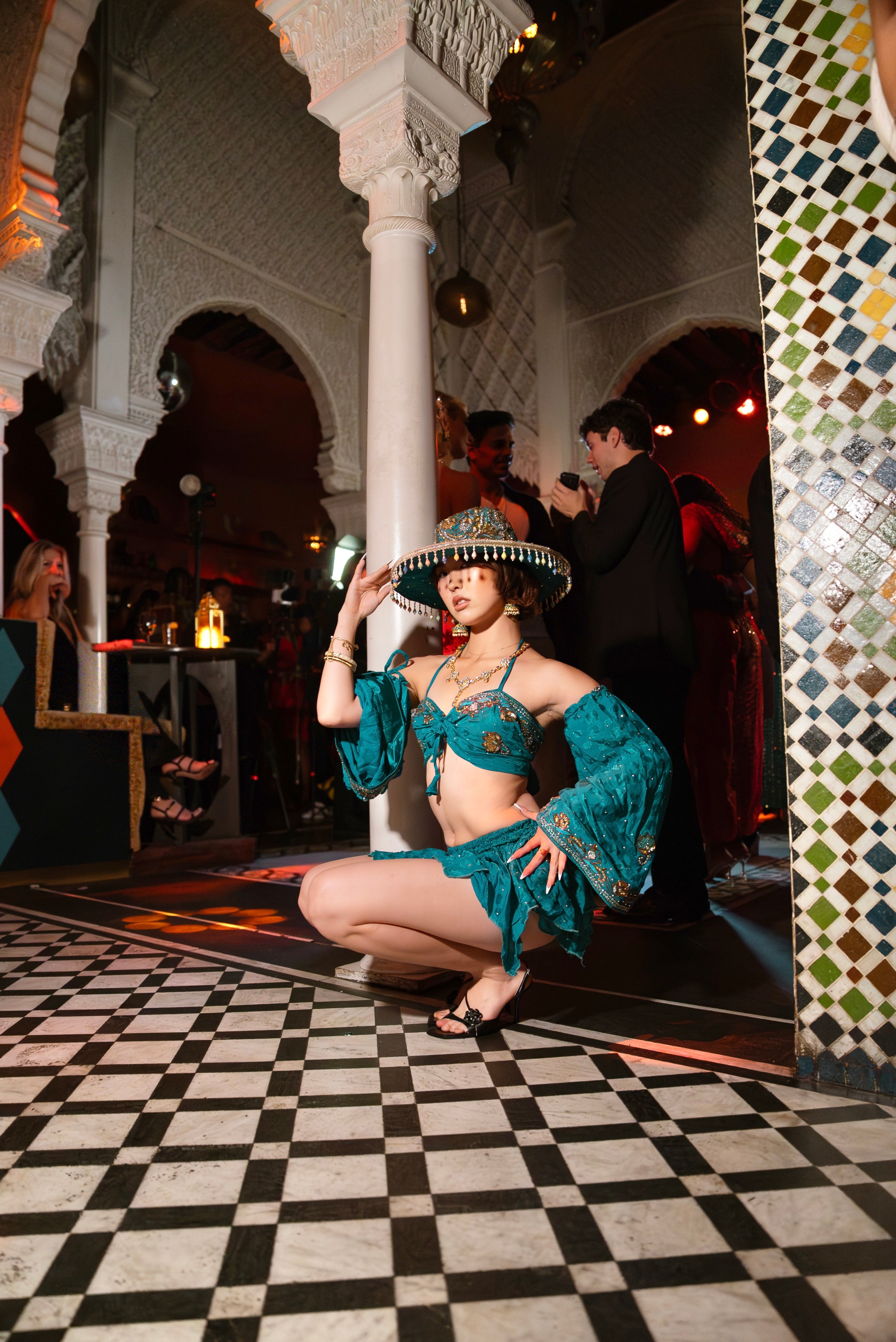 Turquoise Alchemy Lotus Mini Skirt Set