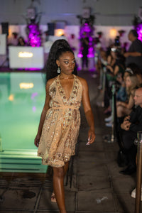 Gold Lotus Mini Magic Dress