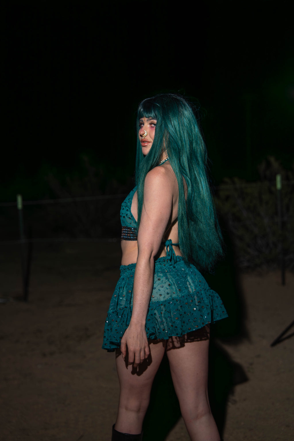 teal mystic Micro Mini Gehr Skirt Set