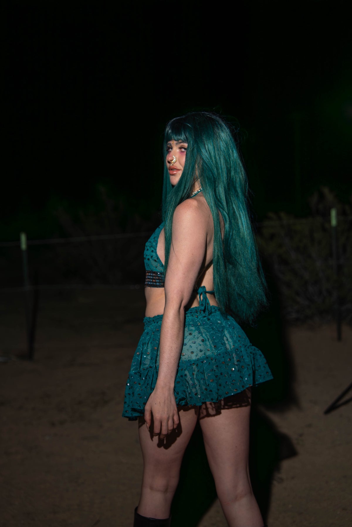 teal mystic Micro Mini Gehr Skirt Set