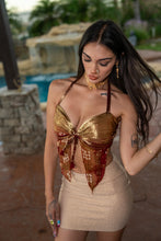 Load image into Gallery viewer, Golden Bandhani Ring Neck Pixie Top

