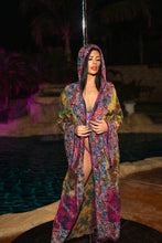 Load image into Gallery viewer, Purple garden Hoodie Kimono
