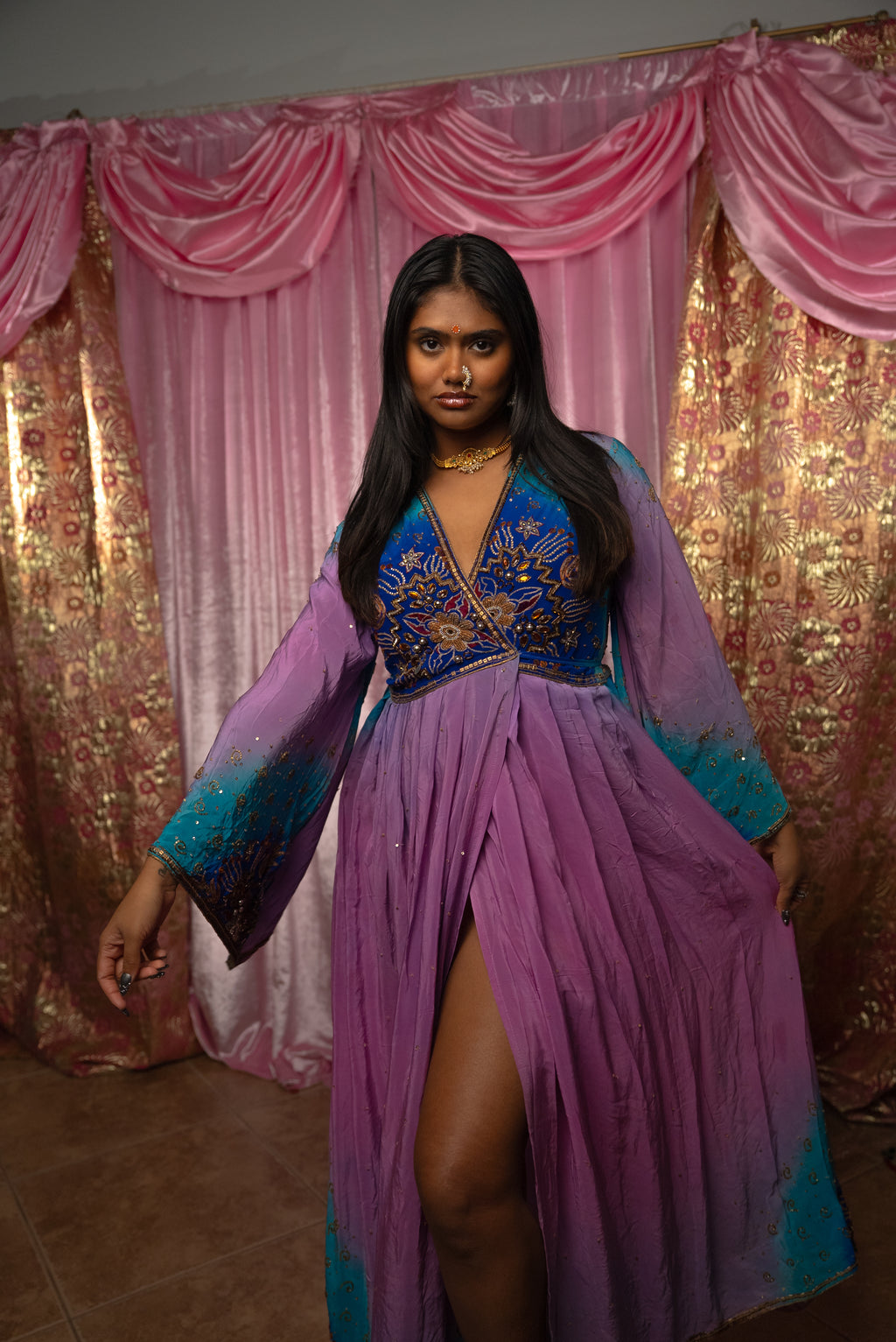 Lavender Dreams Anarkali Kimono Dress