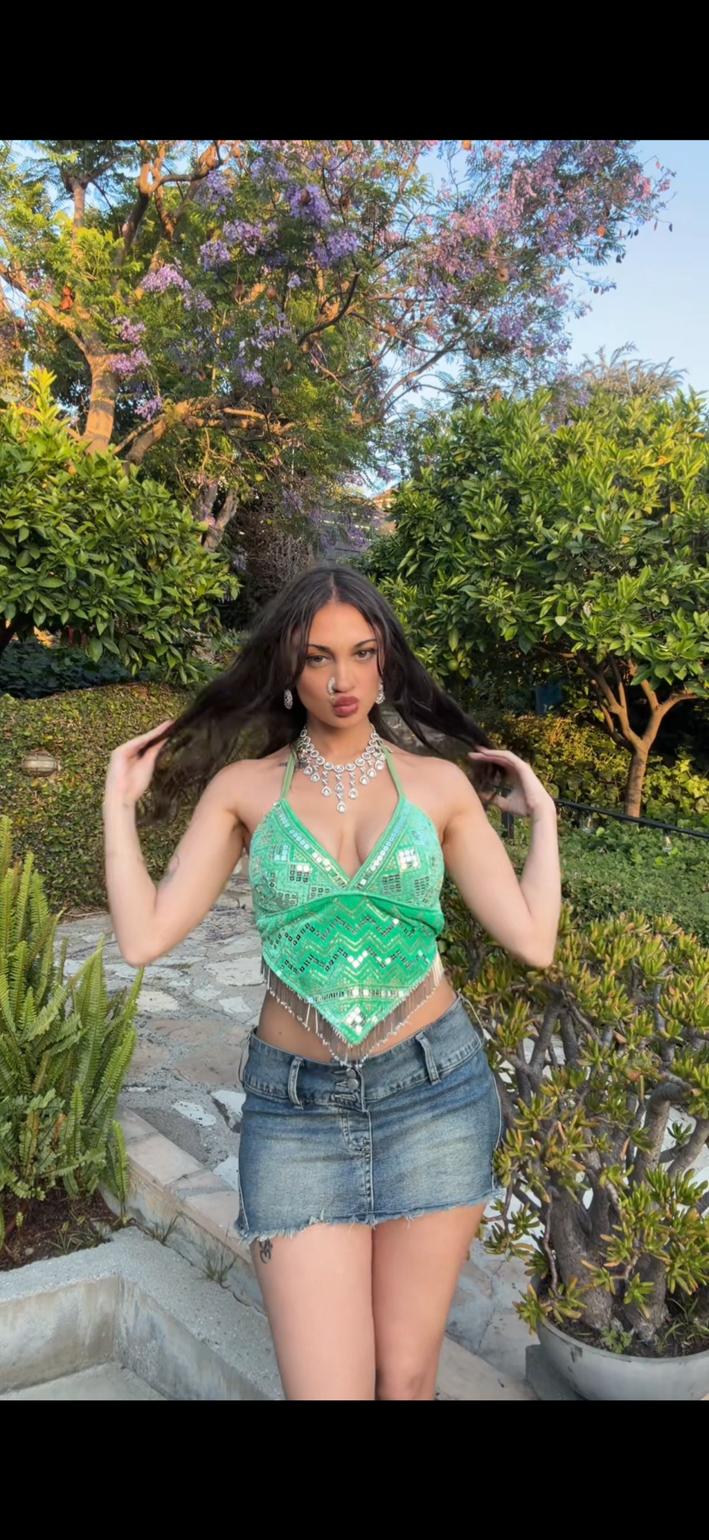 Pistachio Princess Sequin Venus Velvet Top