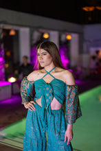 Load image into Gallery viewer, Golden turquoise sharara pants set
