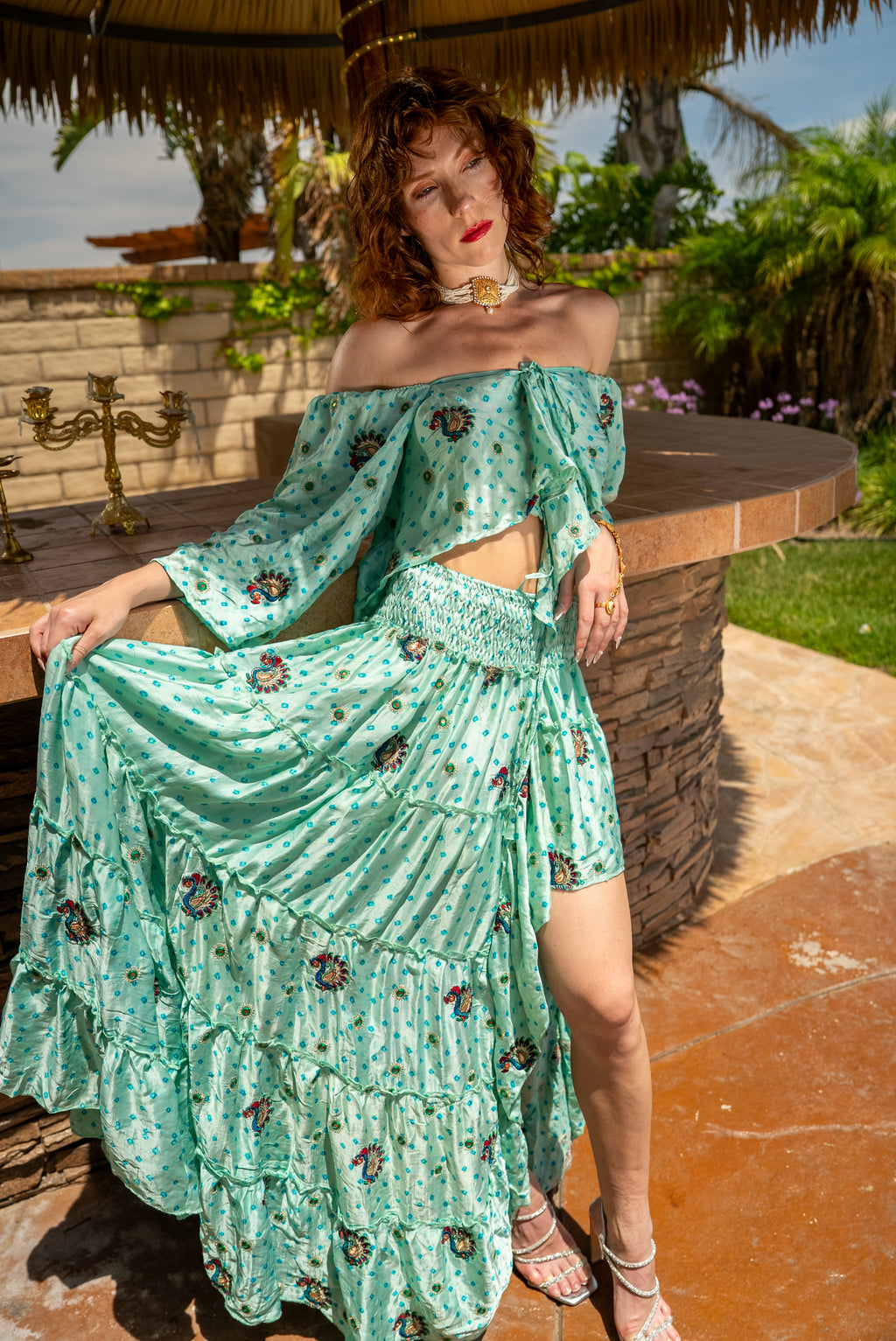 Baby Blue Bandhani Bollywood Set