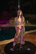 Load image into Gallery viewer, Purple garden Hoodie Kimono
