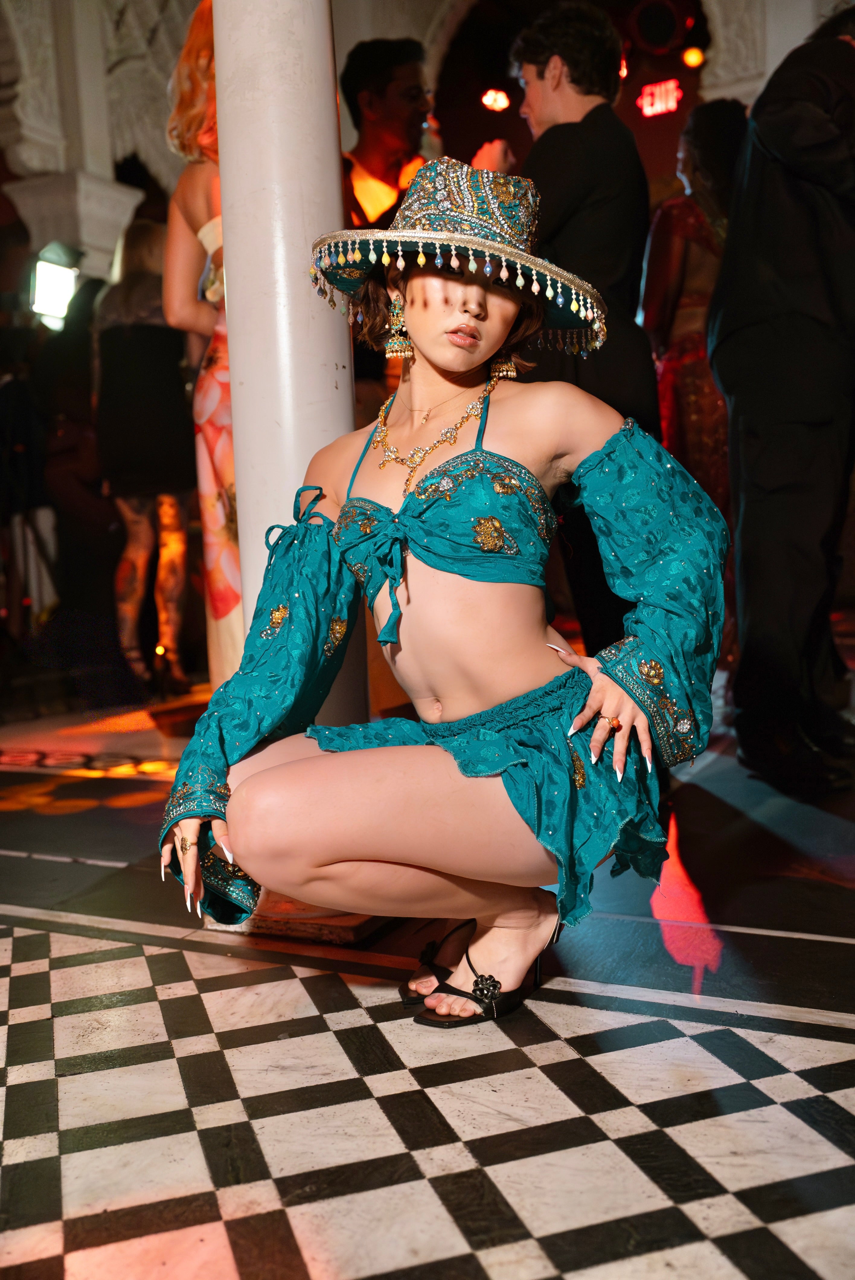 Turquoise Alchemy Lotus Mini Skirt Set