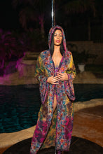 Load image into Gallery viewer, Purple garden Hoodie Kimono
