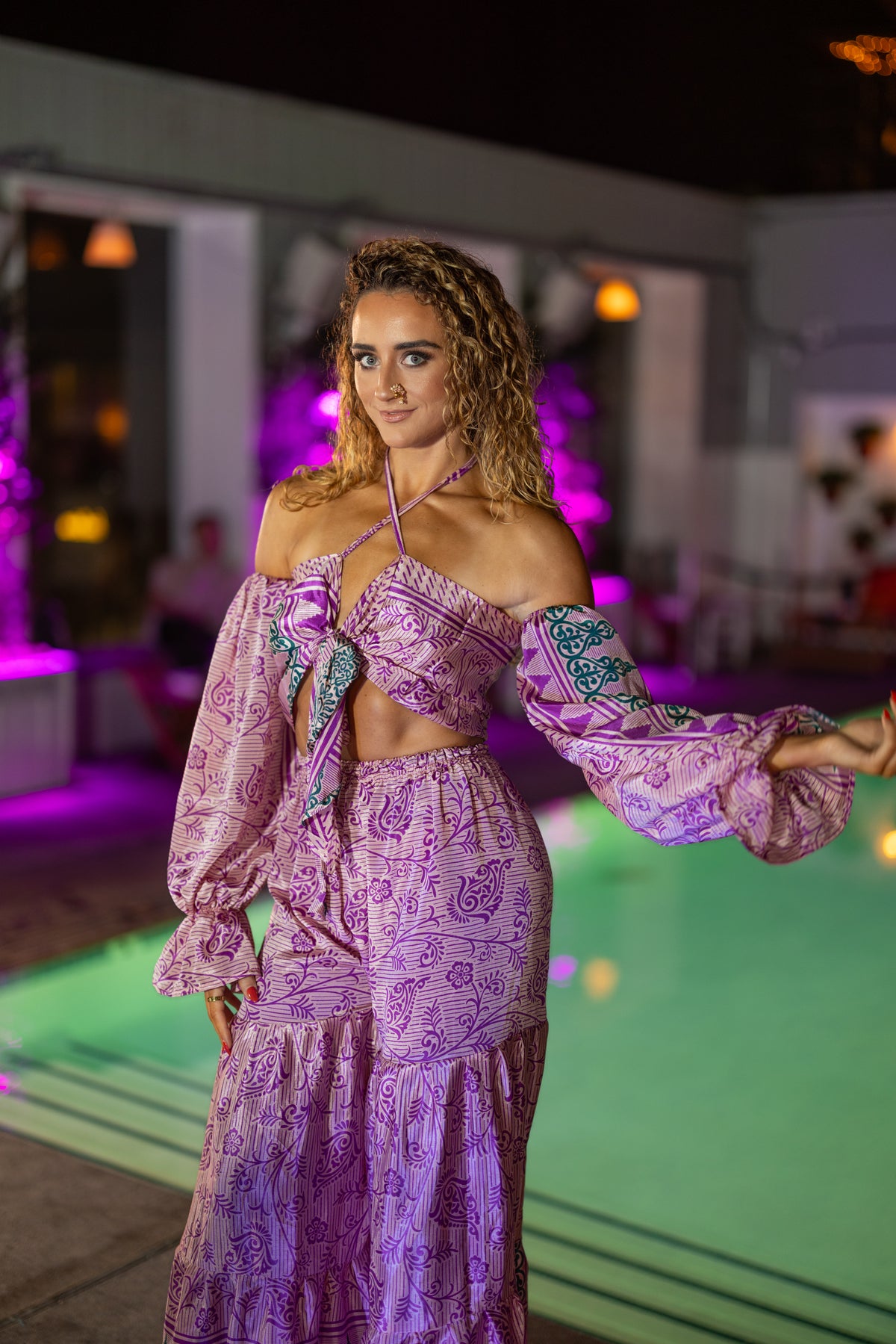 Pastel Bloom Sharara Pants Set