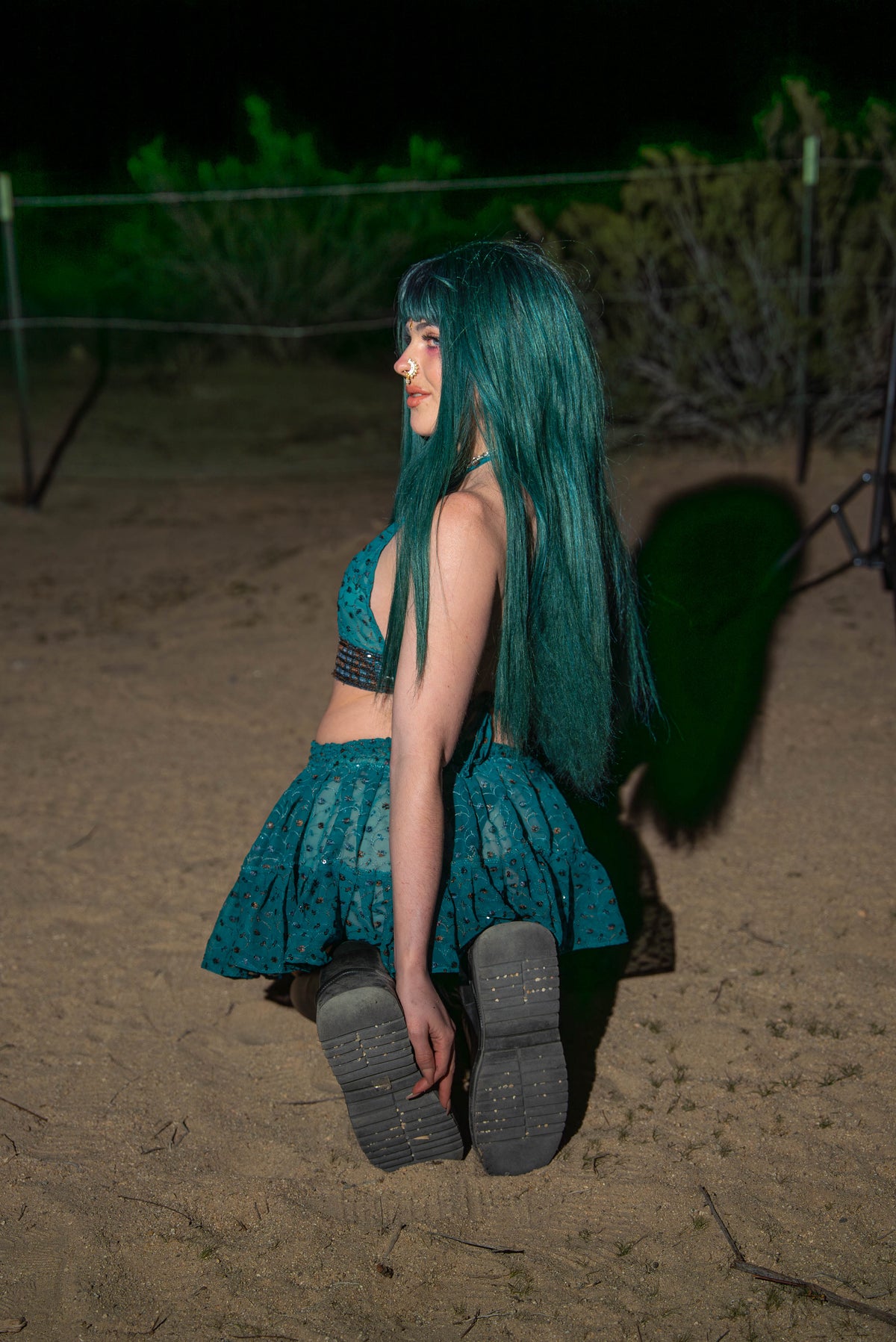 teal mystic Micro Mini Gehr Skirt Set