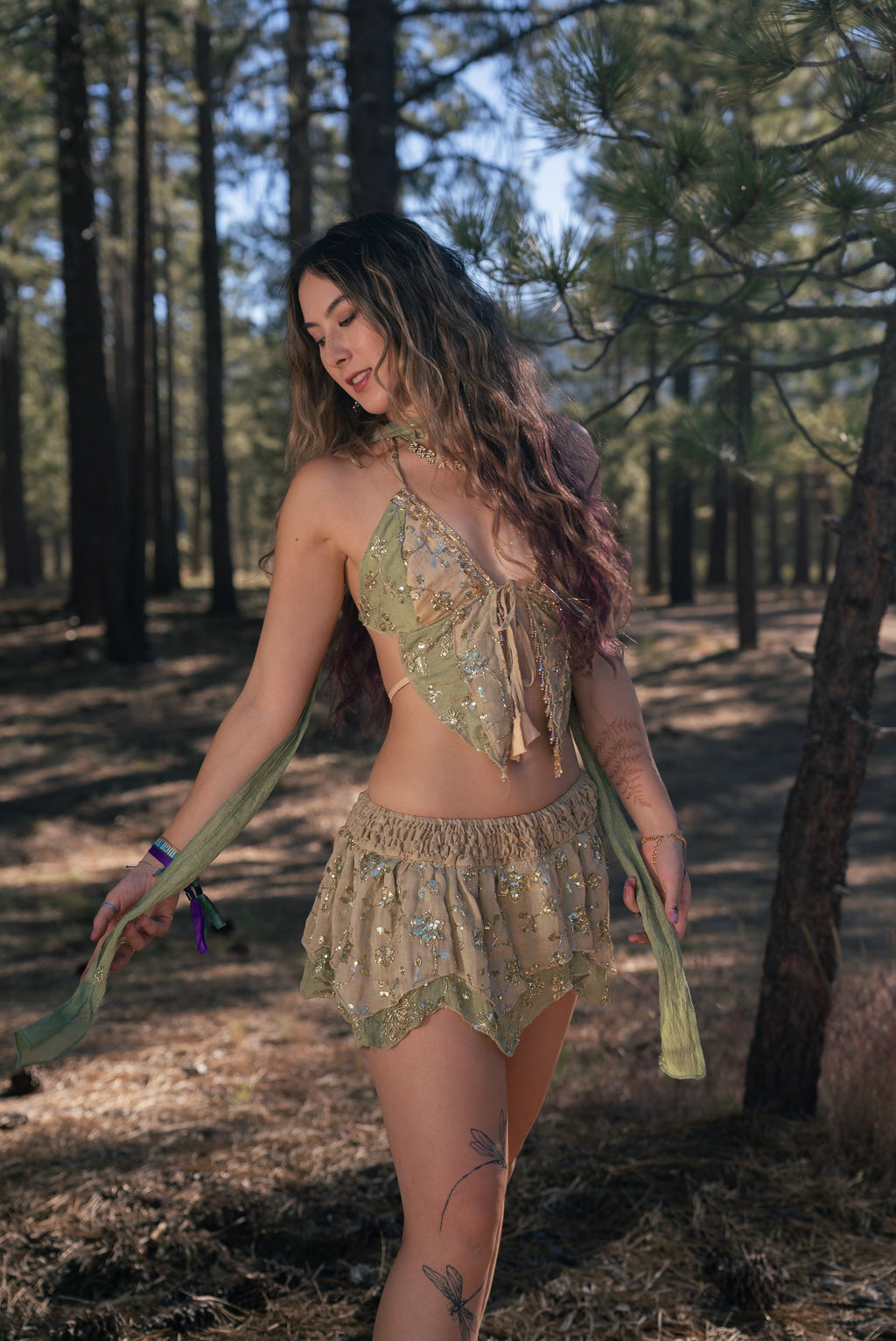 Elven fairy princess Lotus Mini Skirt Set