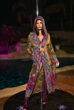 Load image into Gallery viewer, Purple garden Hoodie Kimono

