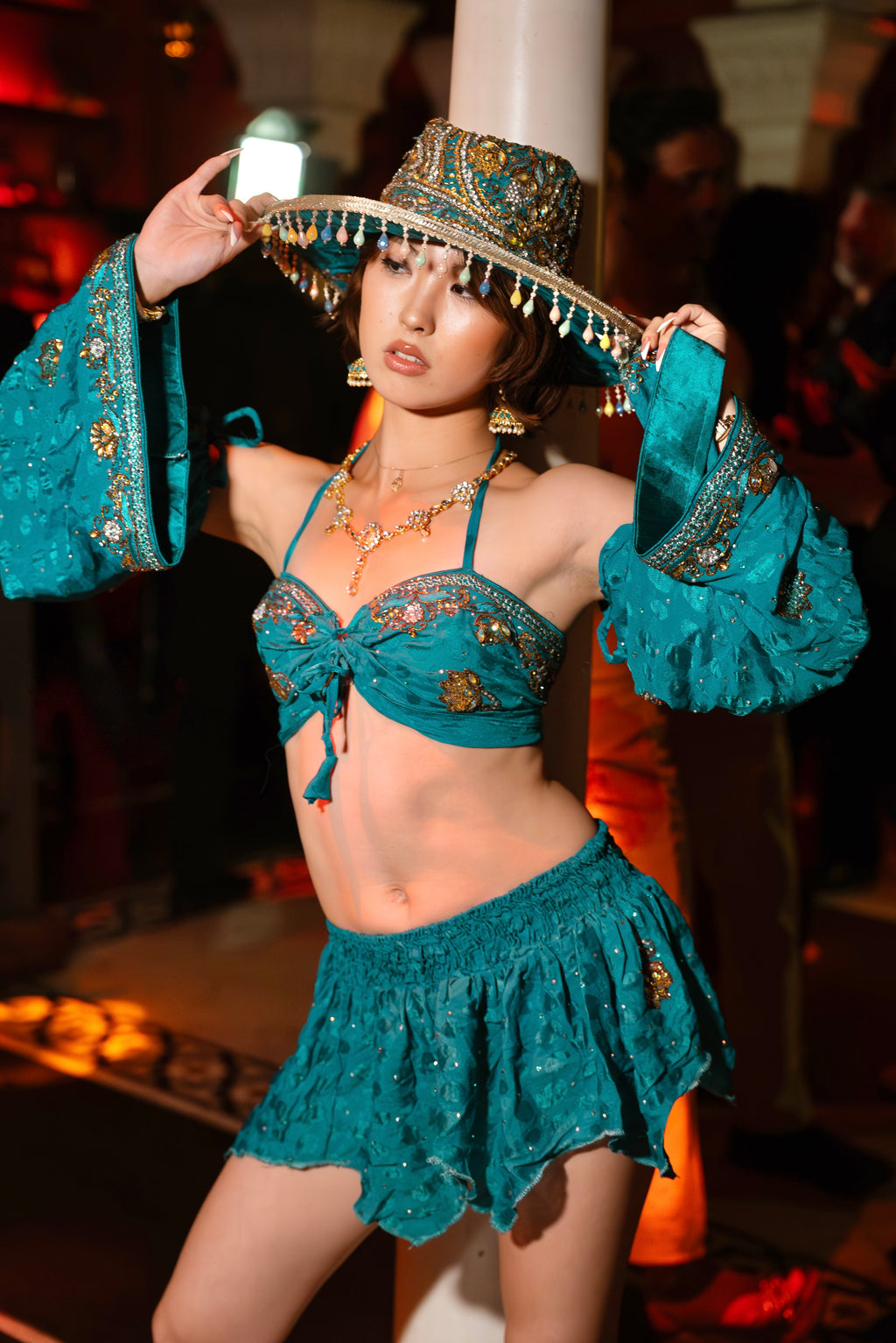 Turquoise Alchemy Lotus Mini Skirt Set