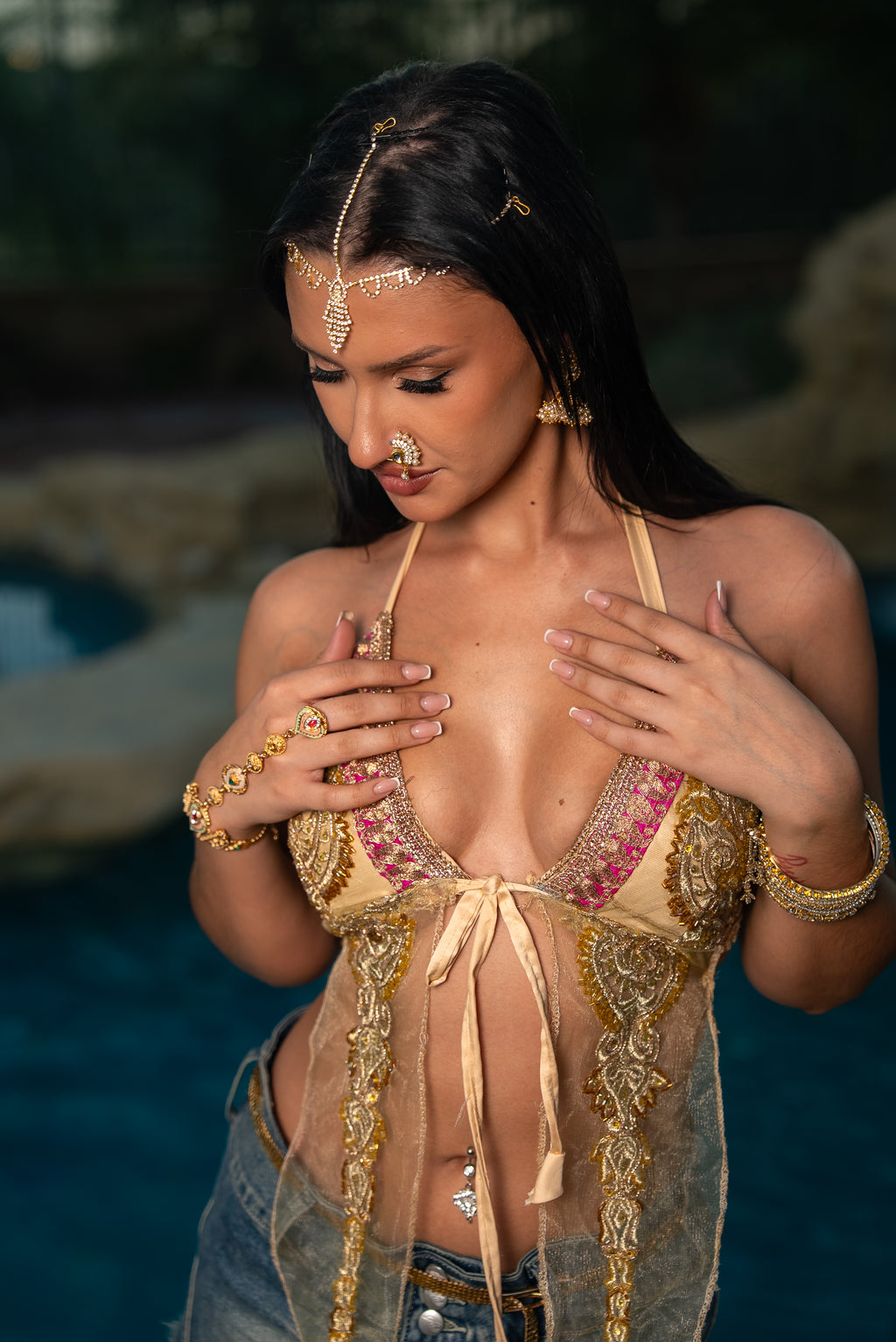 Gold lotus pixie wing Top