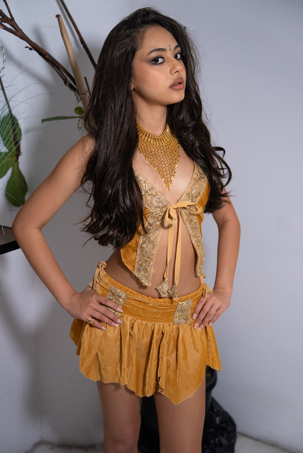 Golden Dynasty Lotus Skirt Set (petite XS)