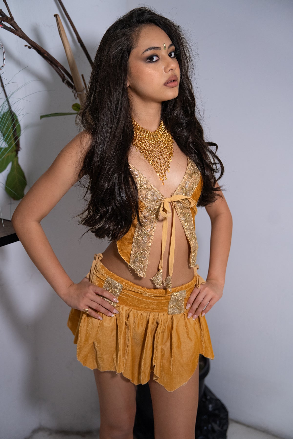 Golden Dynasty Lotus Skirt Set (petite XS)