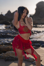 Load image into Gallery viewer, Fire Lotus Ruffle Mini Skirt Set
