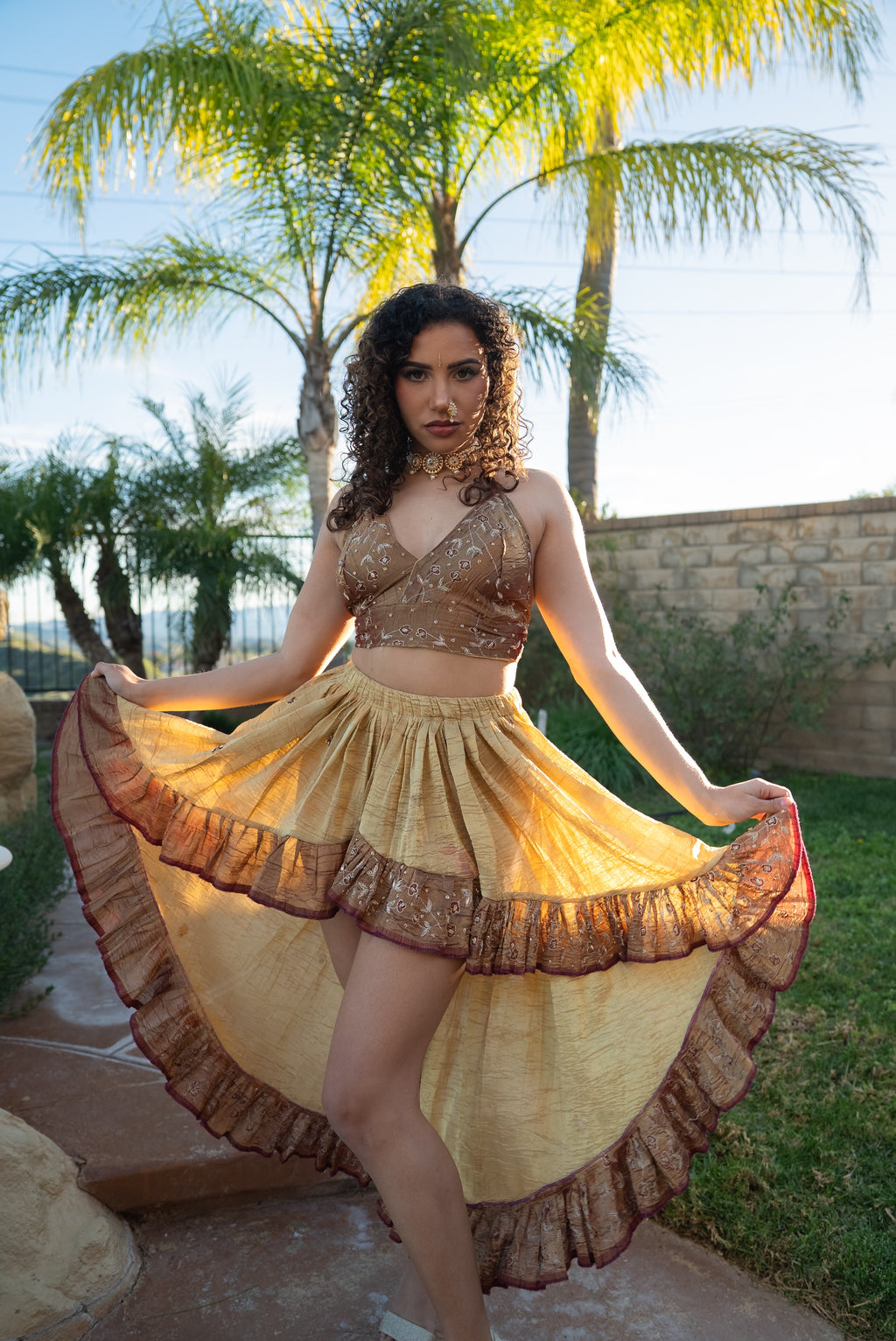 Golden Sahara Midi Bollywood Set