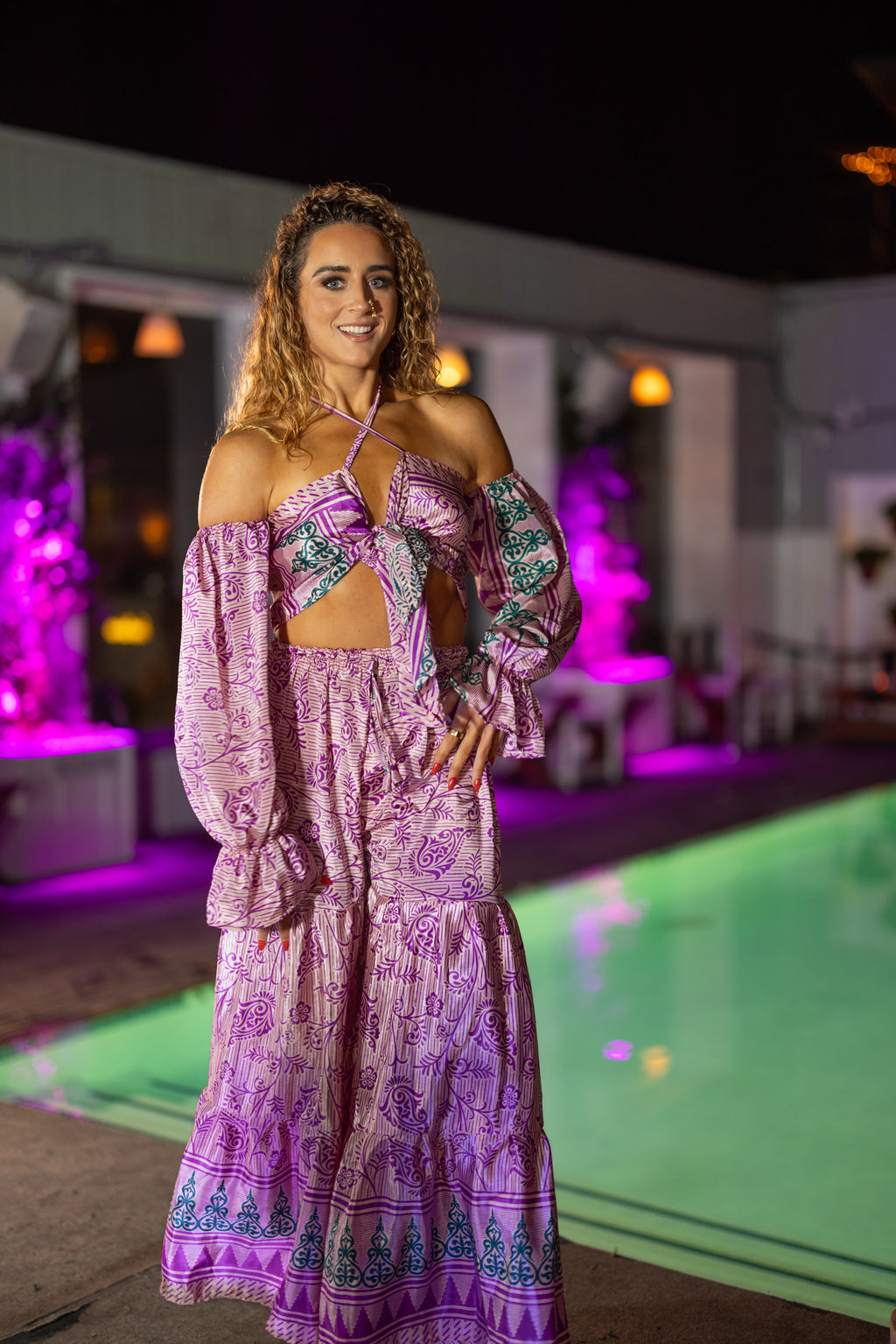 Pastel Bloom Sharara Pants Set