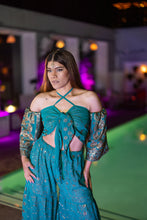 Load image into Gallery viewer, Golden turquoise sharara pants set
