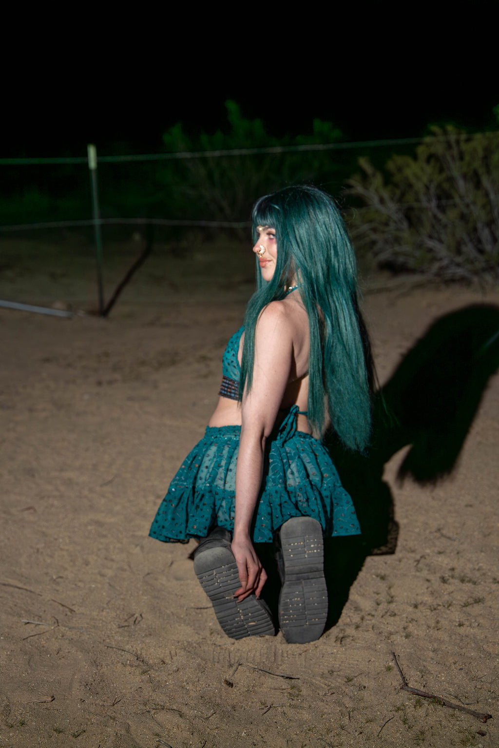 teal mystic Micro Mini Gehr Skirt Set