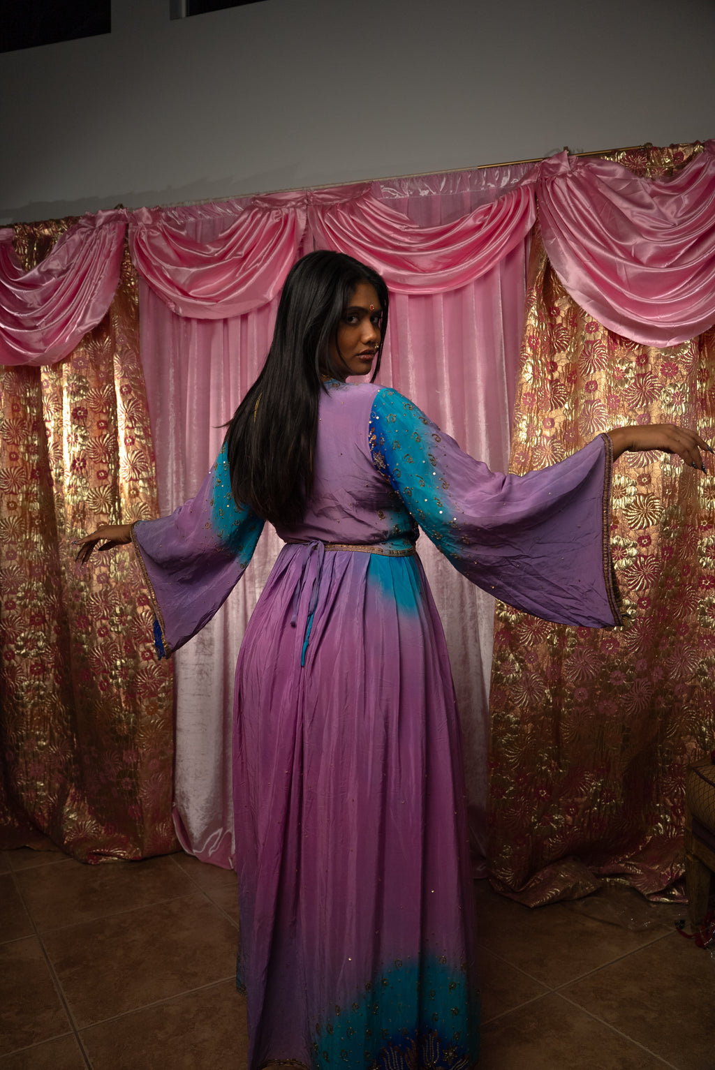 Lavender Dreams Anarkali Kimono Dress