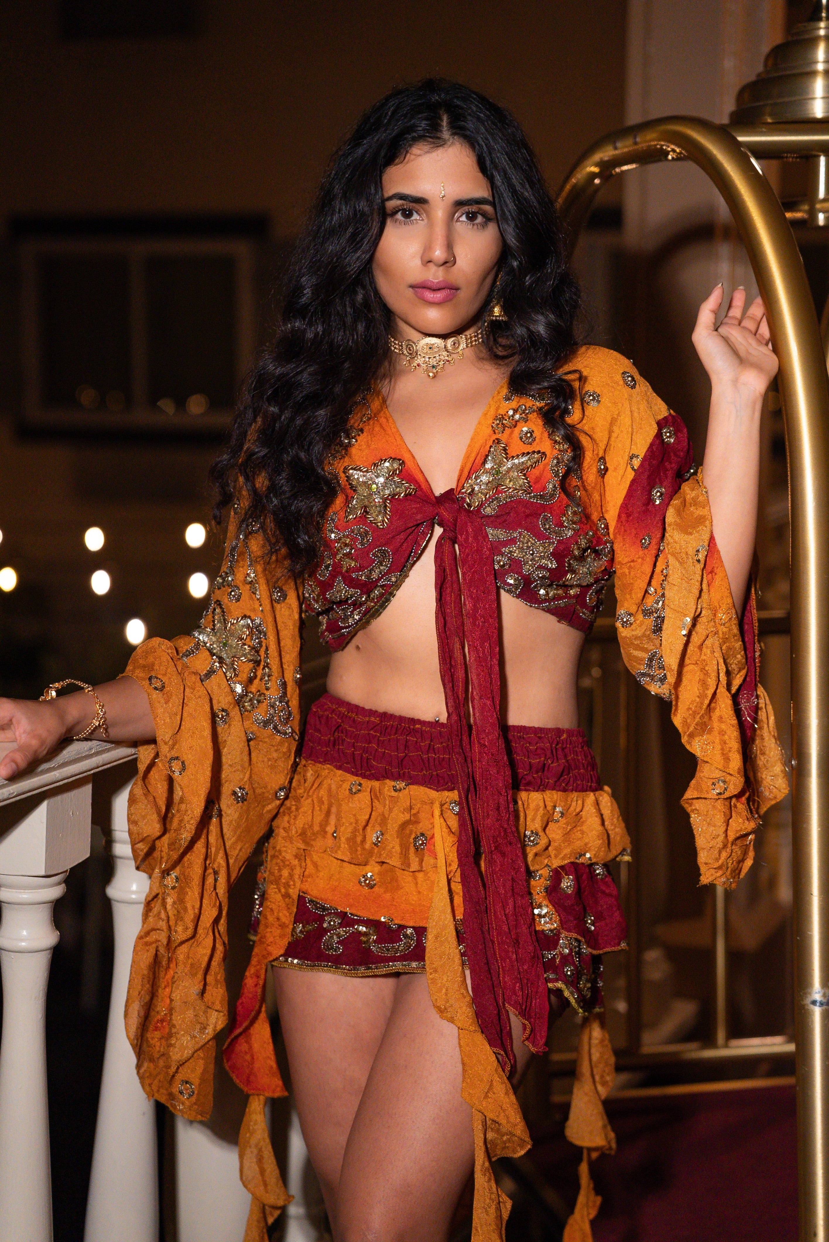 Fire Princess ruffle mini skirt set