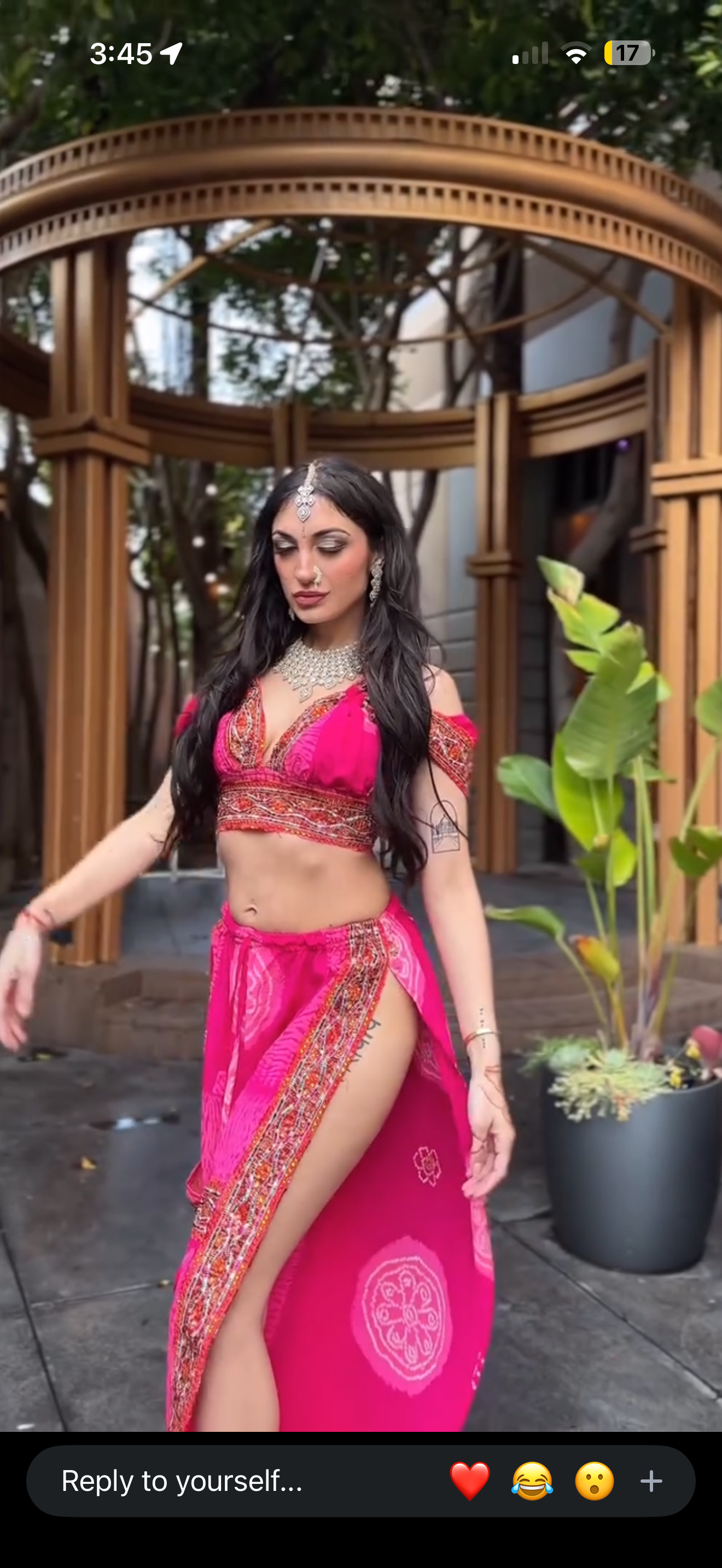 Pink Bandhani Lotus Jasmine Set