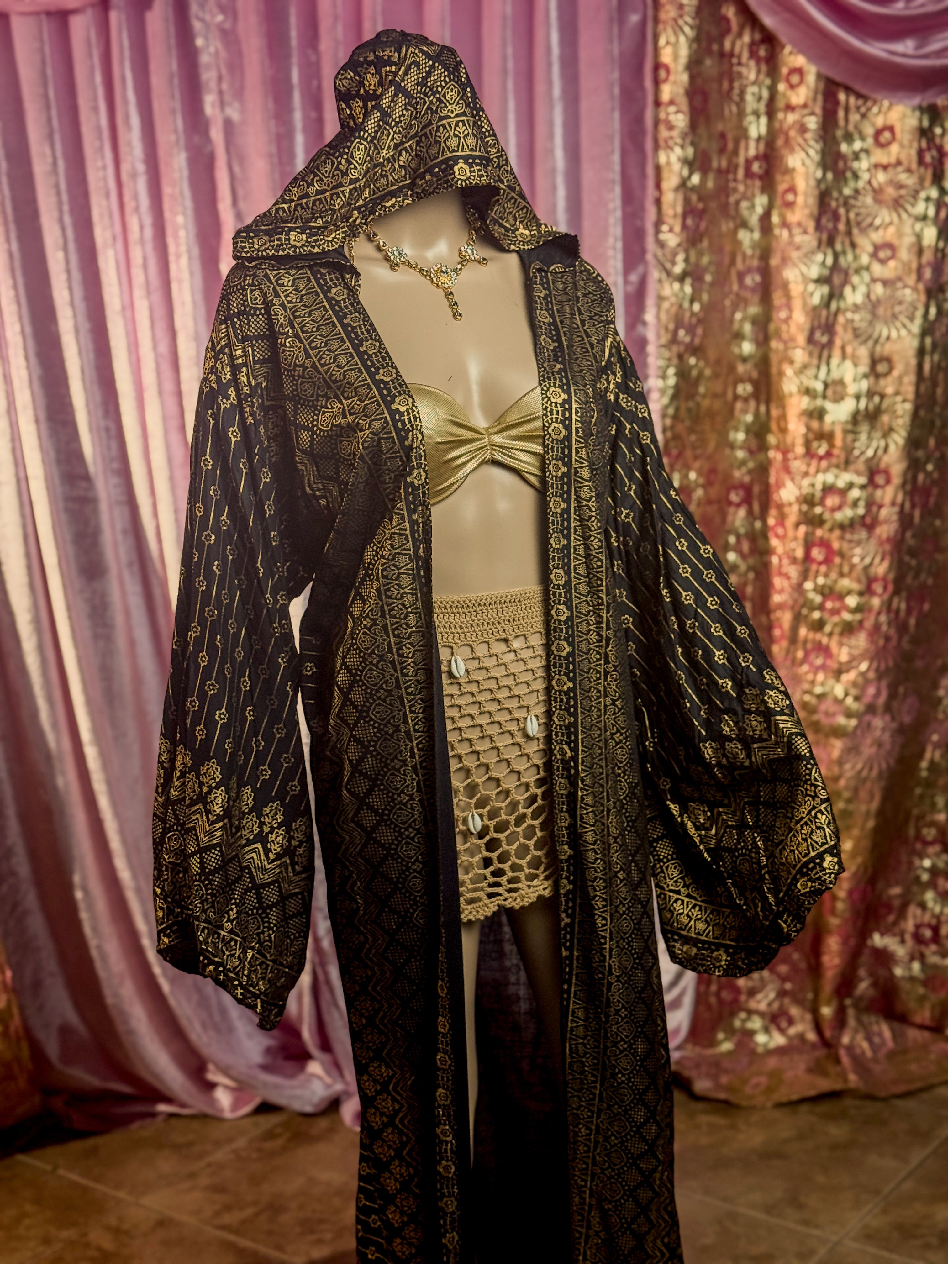 Black Lotus Kimono with hood