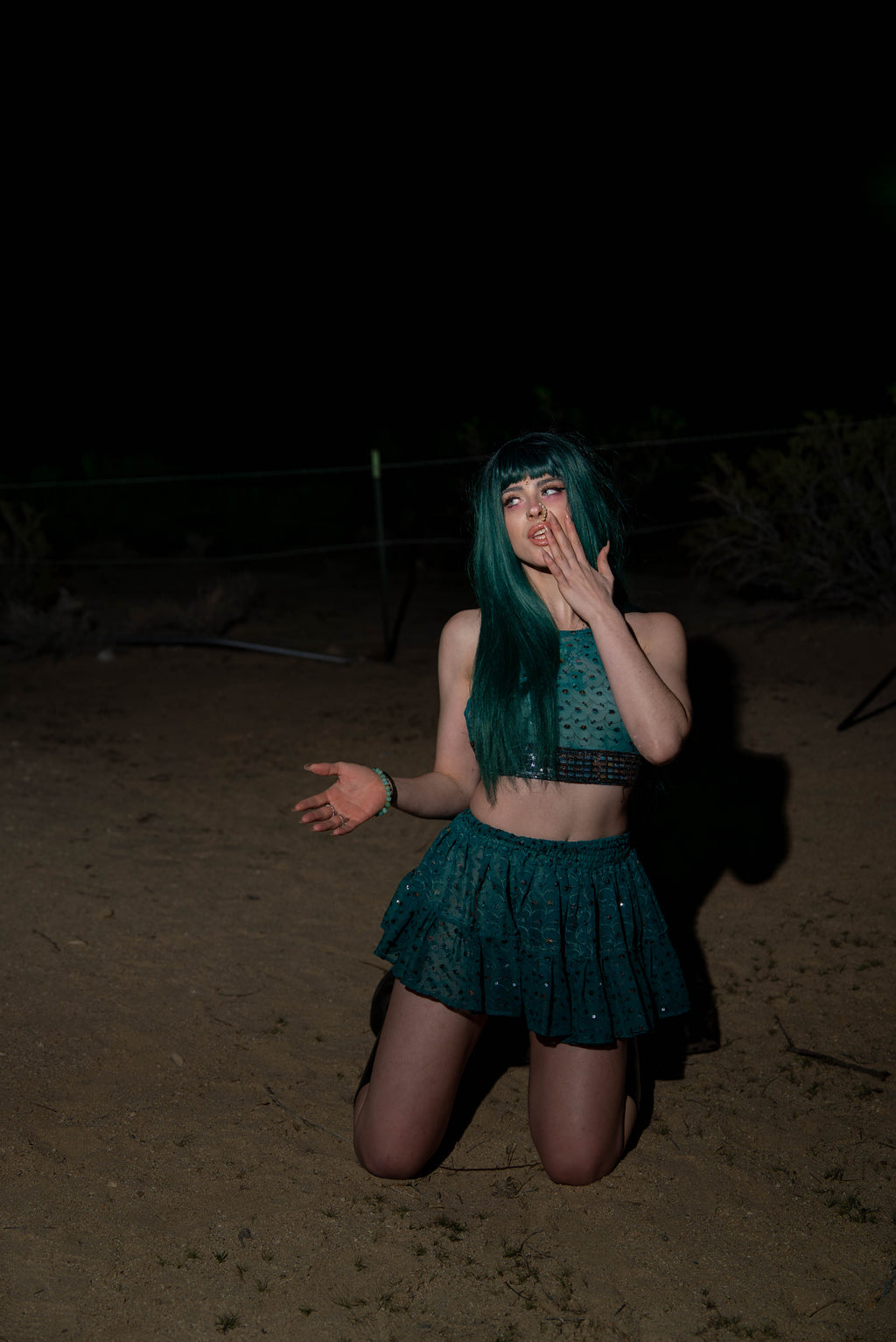 teal mystic Micro Mini Gehr Skirt Set
