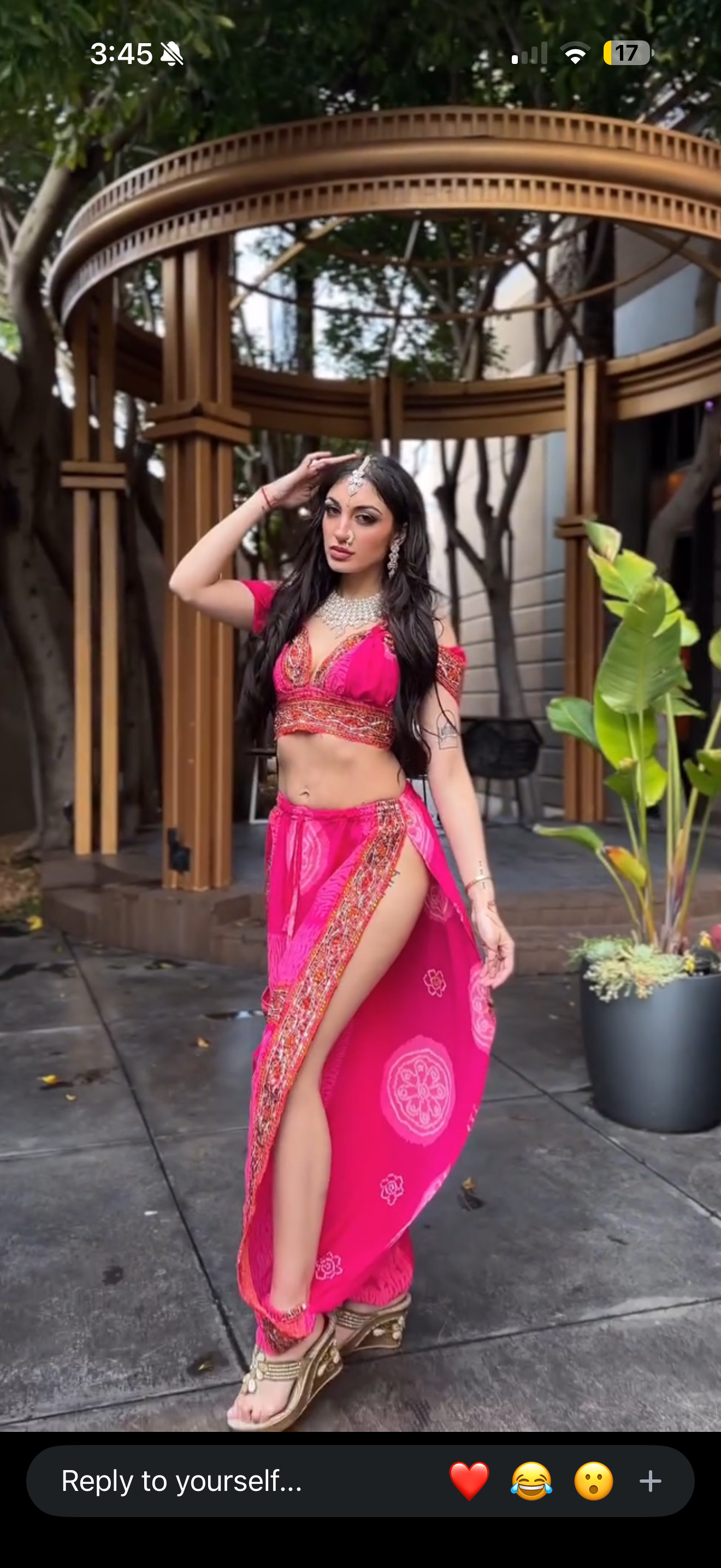 Pink Bandhani Lotus Jasmine Set