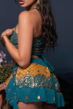 Load image into Gallery viewer, Blue Sun Shakti Mini Skirt Set
