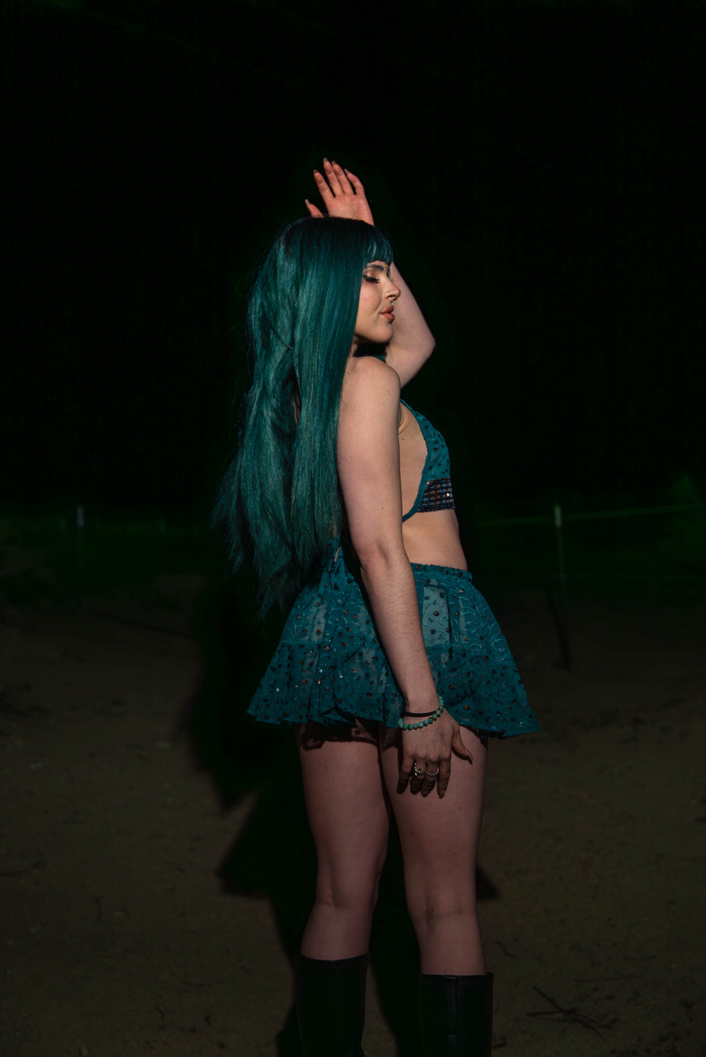 teal mystic Micro Mini Gehr Skirt Set