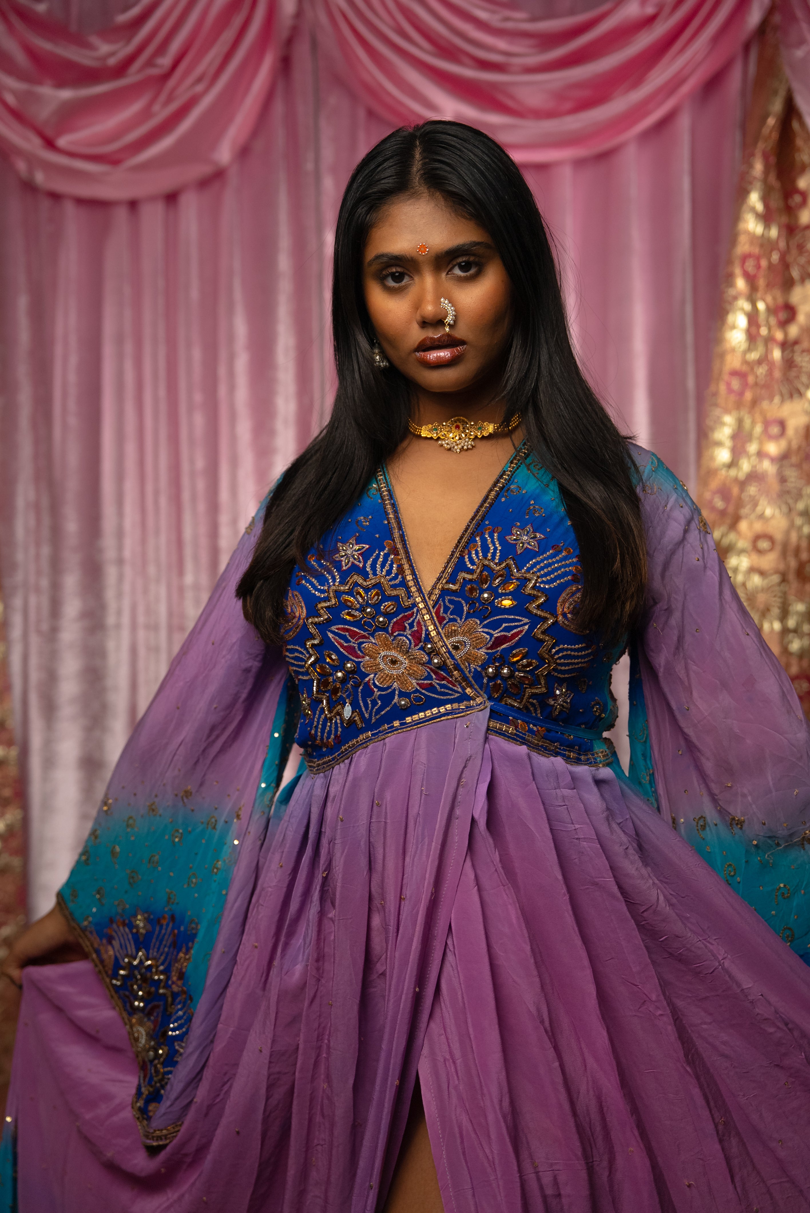 Lavender Dreams Anarkali Kimono Dress