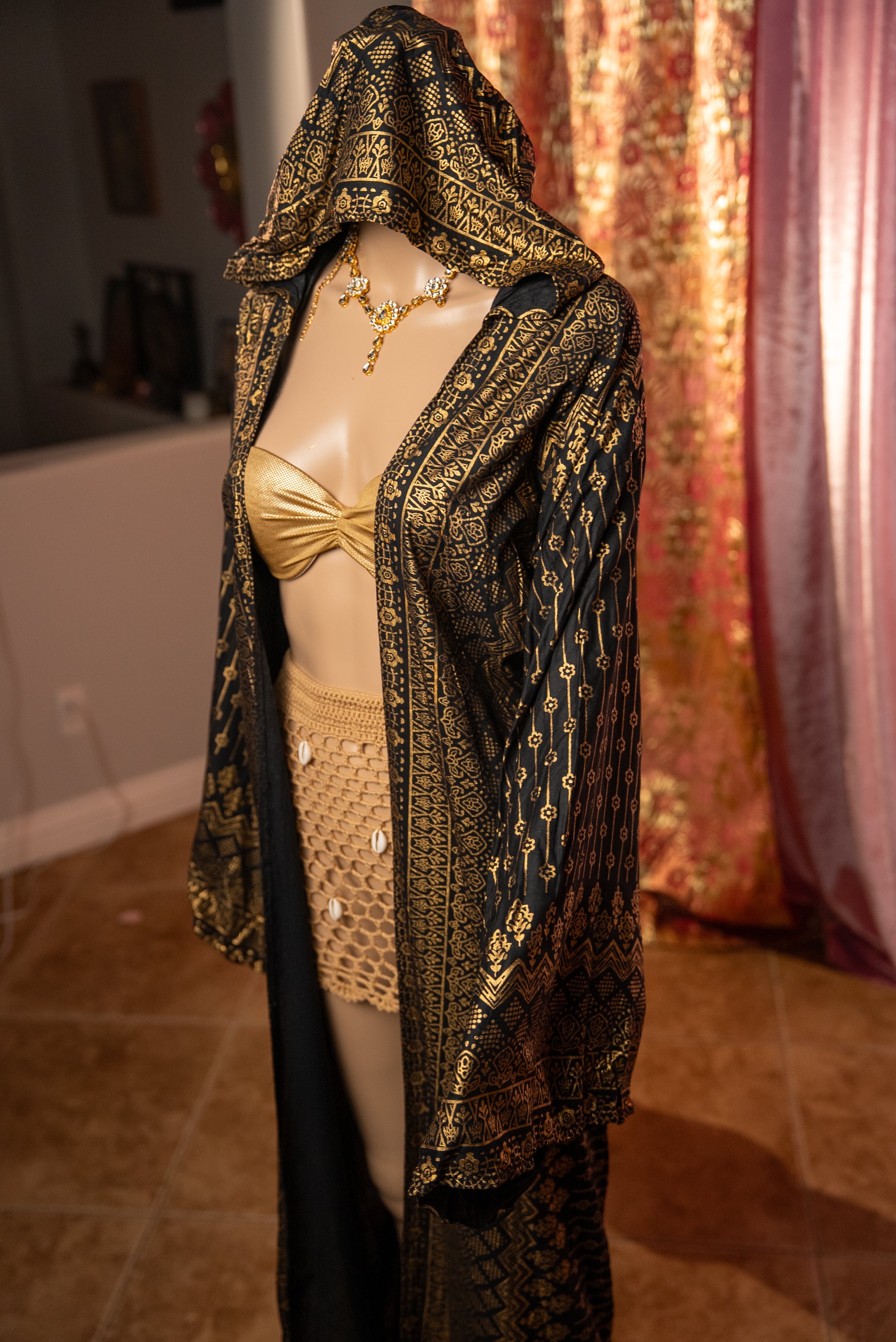 Black Lotus Kimono with hood