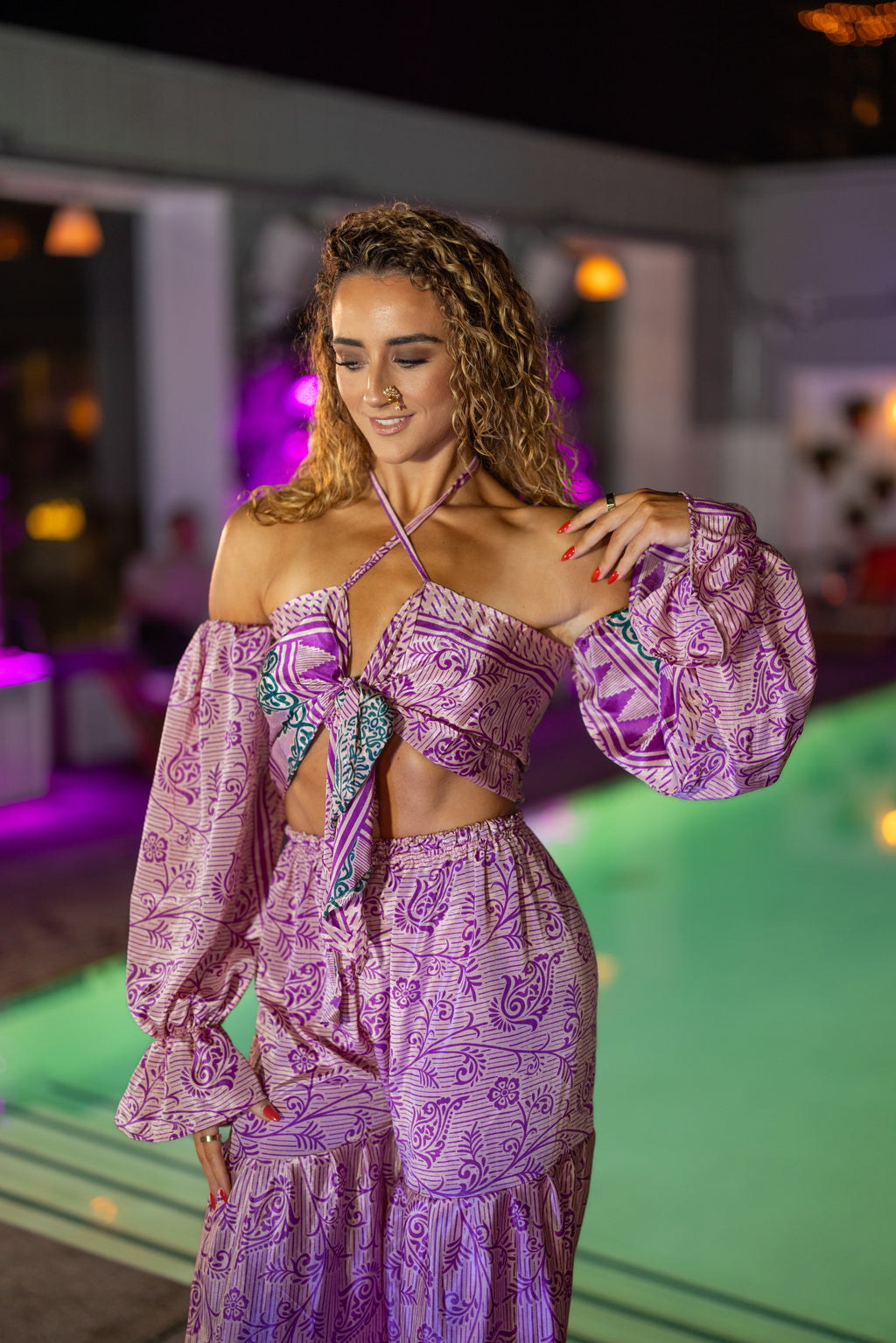 Pastel Bloom Sharara Pants Set