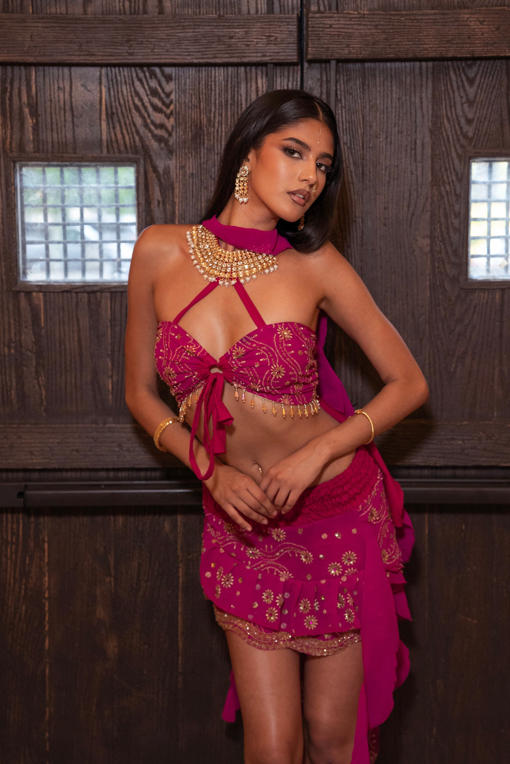 Pink Lotus Jalpari Skirt Set