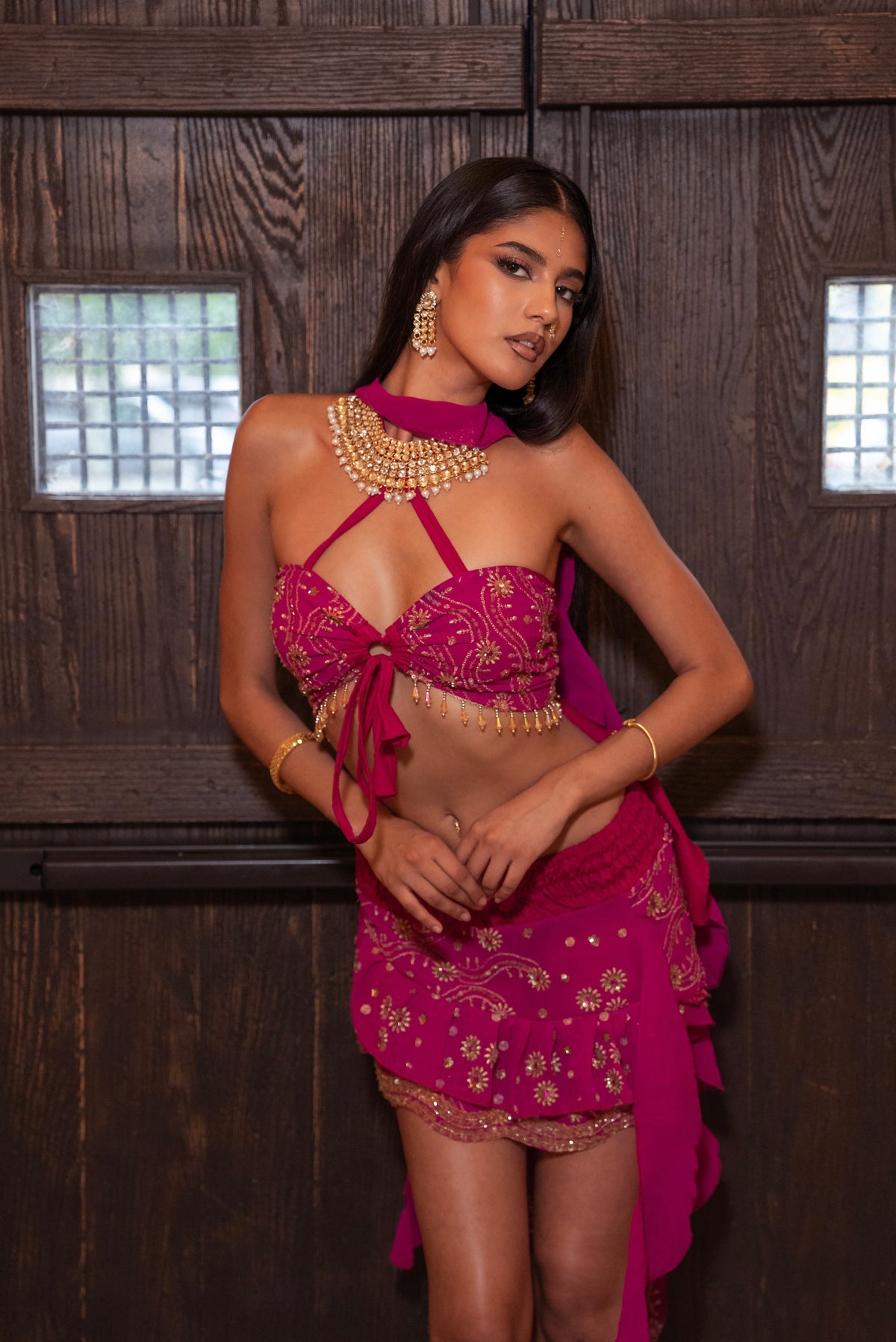 Pink Lotus Jalpari Skirt Set
