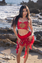 Load image into Gallery viewer, Fire Lotus Ruffle Mini Skirt Set
